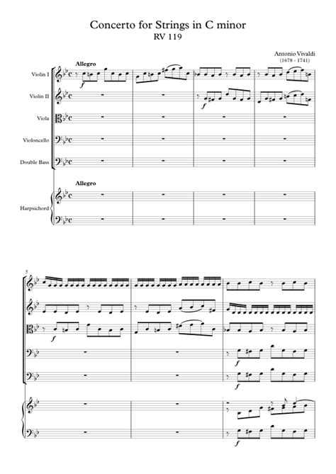 Concerto For Strings In C Minor Rv By Antonio Vivaldi Sheet Music