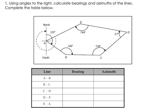 Solved 1 Using Angles La The Right Calculate Bearings And