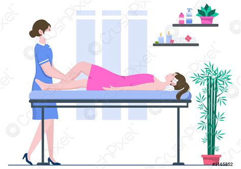 Massage Vector Illustration In Beauty Salon Body Spa Relaxation