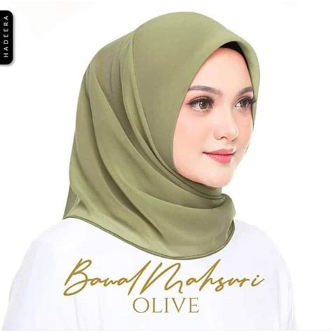 BAWAL MAHSURI BIDANG 48 OLIVE Bawal Plain Hijau Olive Tudung Bawal