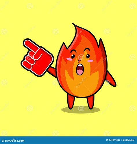 Cute Cartoon Fire In Flat Character Stock Vector Illustration Of Icon