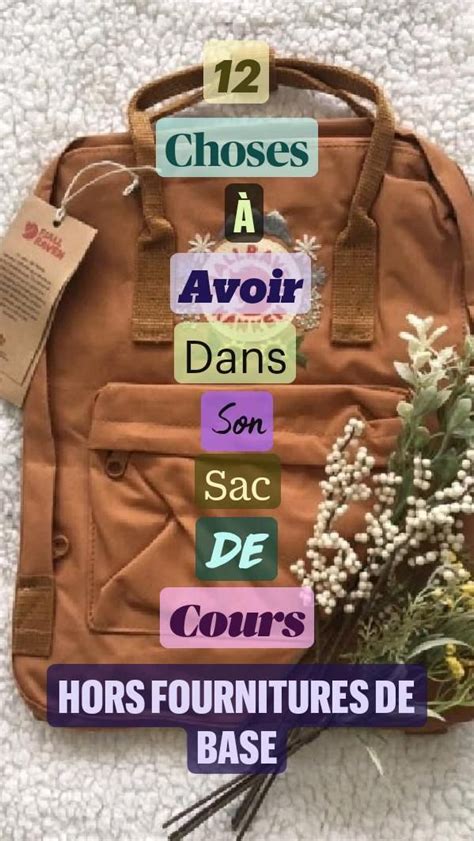 12 Choses À Avoir Dans Son Sac De Cours Hors fournitures de base