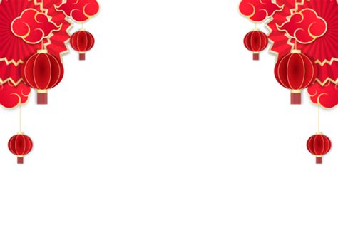 Chinese Style Lantern Border Decoration New Year And Plum Blossom