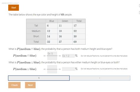 Solved The Table Below Shows The Eye Color And Height Of 69