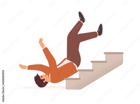 Vettoriale Stock Person Falling Down From Career Ladder Fall Of Young