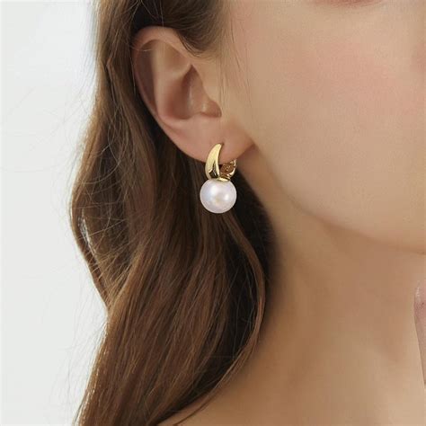 New Sweet Colorful Pearl Pendant Metal Ear Button Earrings Elegant