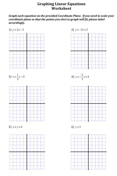 Solved Graphing Linear Equations Worksheet Graph each | Chegg.com ...