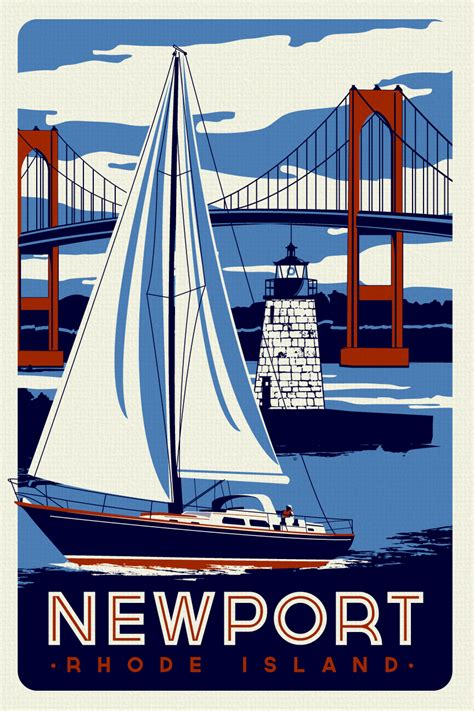 Newport Rhode Island Sailboat Lighthouse Retro Vintage Perfectpeople