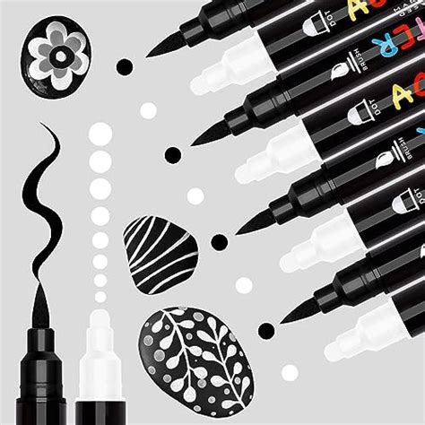 Flymax Black Paint Pen 6 Pack 0 7mm Acrylic Black Permanent Marker For Glass