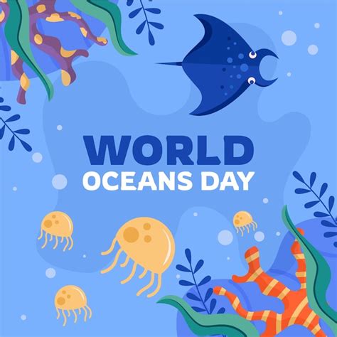 Premium Vector Flat Illustration For World Oceans Day Celebration