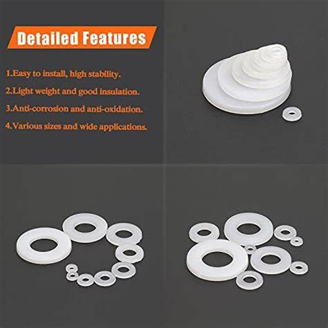 800 Pcs Round Nylon Flat Washers Assortment Kit For Household