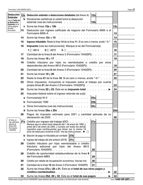 Irs Formulario 1040 Sr Sp Download Fillable Pdf Or Fill Online Declaracion De Impuestos De Los