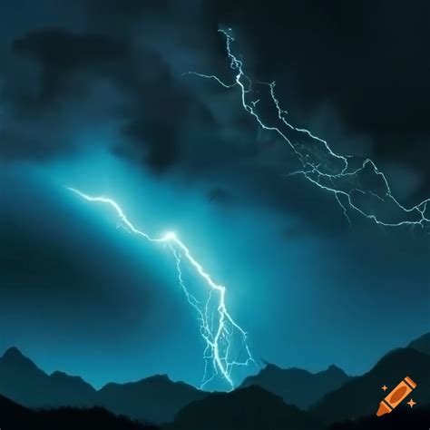 Image Of Cyan Lightning Bolts In A Dark Valley On Craiyon