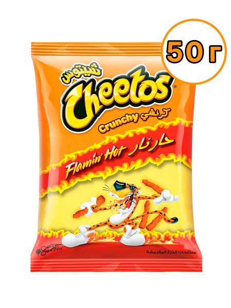 Характеристики Кукурузные чипсы Cheetos Flamin Hot Crunchy ОСТРЫЕ со вкусом сыра 1 шт 50 г