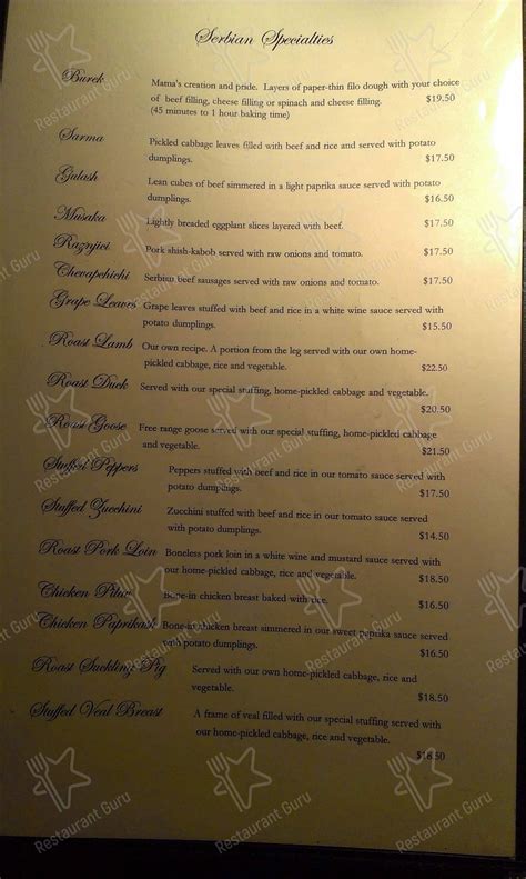 Menu at Three Brothers desserts, Milwaukee, S St Clair St