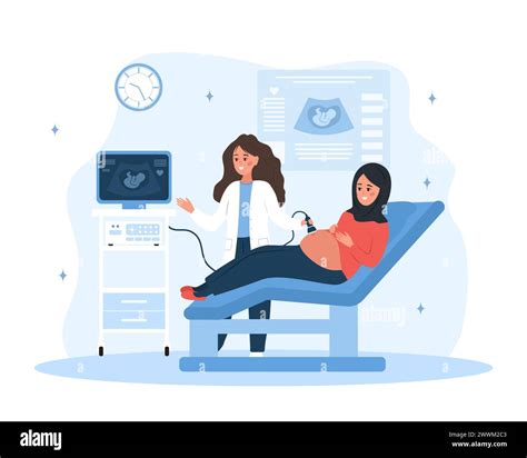 Ultrasound Pregnancy Screening Concept Female Doctor Doing Fetus