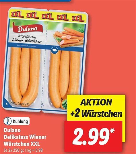 Dulano Delikatess Wiener W Rstchen Xxl Angebot Bei Lidl Prospekte De