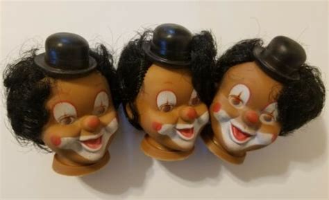 Lot Of 3 Vtg Darice Craft Black African American Vinyl Clown Face Doll Heads Ebay In 2020