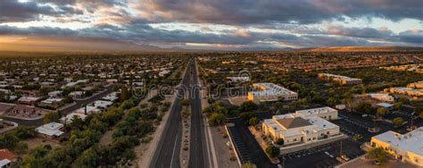 Main Street In Green Valley Arizona Aerial Panorama Stock Image