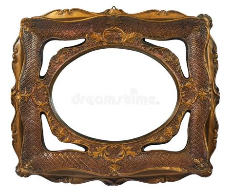 Old Vintage Wooden Picture Frame Isolated On White Background Stock