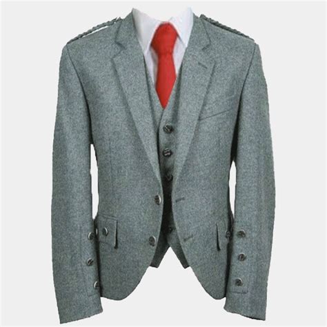 Lovat Green Argyle Tweed Kilt Jacket And Vest Made To Measure For Sale