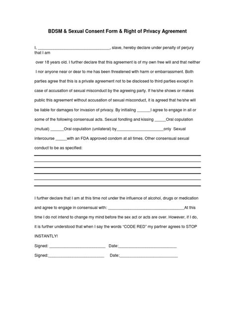 Sexual Consent Form