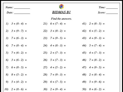 12 Bidmas B Teaching Resources Worksheets Teaching Resources