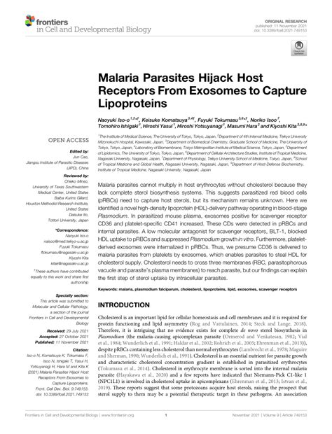 PDF Malaria Parasites Hijack Host Receptors From Exosomes To Capture