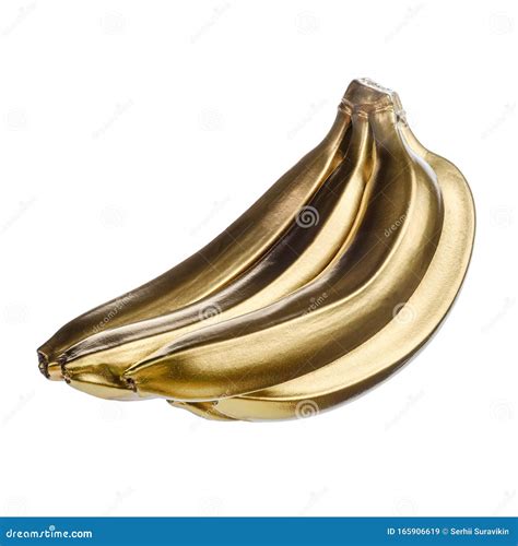 Bunch Of Golden Bananas Isolated On White Background Stock Image