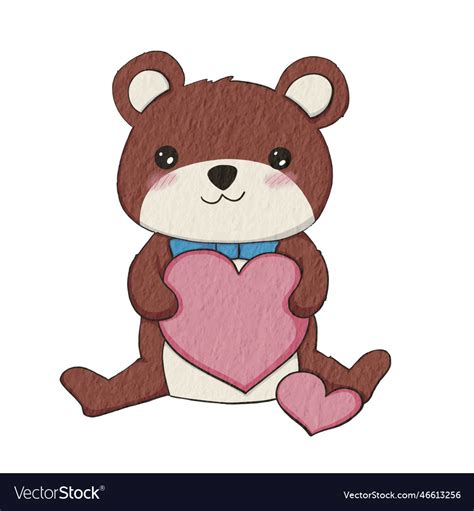 Teddy bear hug sweet pink heart for toy Royalty Free Vector