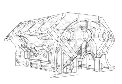 Engine Block Sketch Vector Rendering Of 3d Concept Silhouette Auto Vector Concept Silhouette