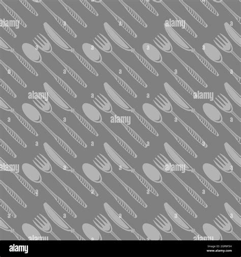 Food Seamless Pattern For Cafe Fork Spoon Knife Logo Design Isolated