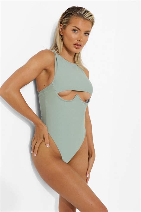 Woman Underwire Cut Out Swimsuit Boohoo