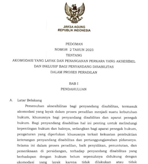 Pedoman Nomor 2 Tahun 2023 Tentang Akomodasi Yang Layak Dan Penanganan