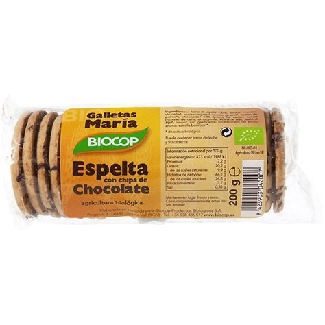 Galletas De Espelta Con Pepitas De Chocolate Tipo María Ecológicas