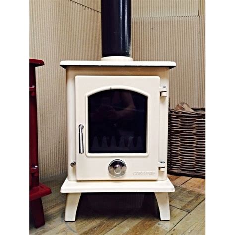 Defra Approved 5kw Coseyfire Petit Ivory Enamel Multi Fuel Woodburning