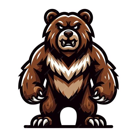 Premium Vector Strong Body Muscle Wild Beast Grizzly Bear Mascot