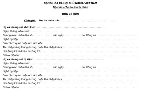 Mẫu đơn ly hôn mới nhất - Dịch vụ luật sư | Luật Tiền Phong