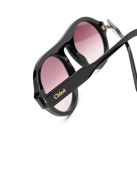 Chloé Eyewear Pilot Frame Gradient Lens Sunglasses Black Farfetch