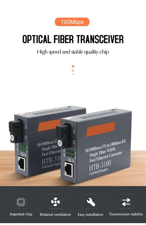 Htb 3100 Ab Fiber Media Converter Rj45 20km 10 100m Netlink Media