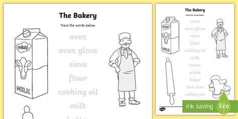 The Bakery Aistear Trace The Words Worksheet Teacher Made