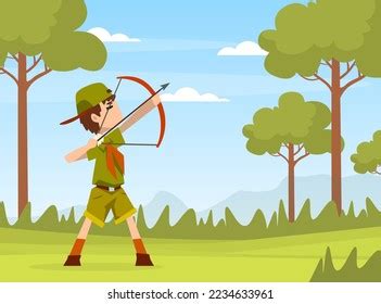 Boy Scout Cartoon Character Khaki Costume Stock Vector Royalty Free