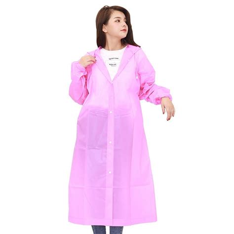 Portable Eva Raincoats For Adults Reusable Rain Ponchos With Hoods And