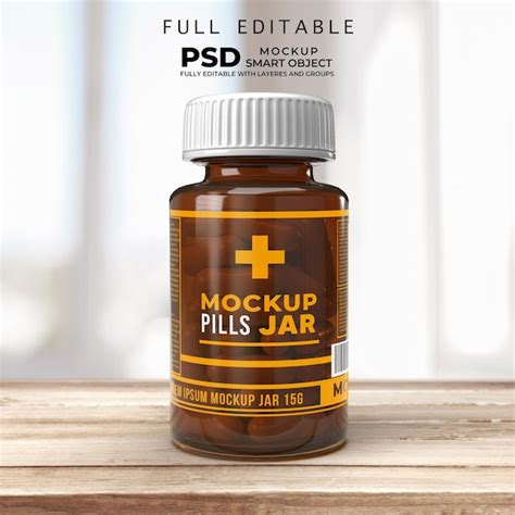 Premium PSD Pill Jar Label Mockup Full Editable Psd