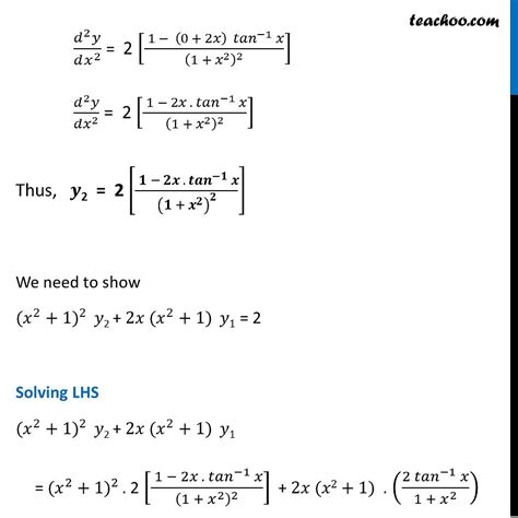 Ex 5 7 17 If Y Tan 1 X 2 Show X2 1 Y2 2x X2 1