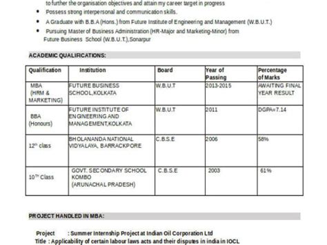 Resume Format For Bsc Chemistry Freshers 19 Best Fresher Resume