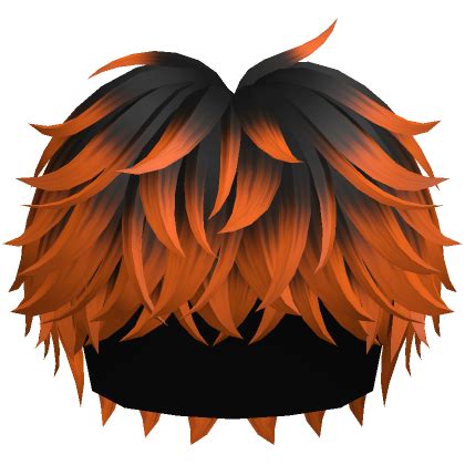 Messy Fluffy Anime Boy Hair (Black To Orange)'s Code & Price - RblxTrade