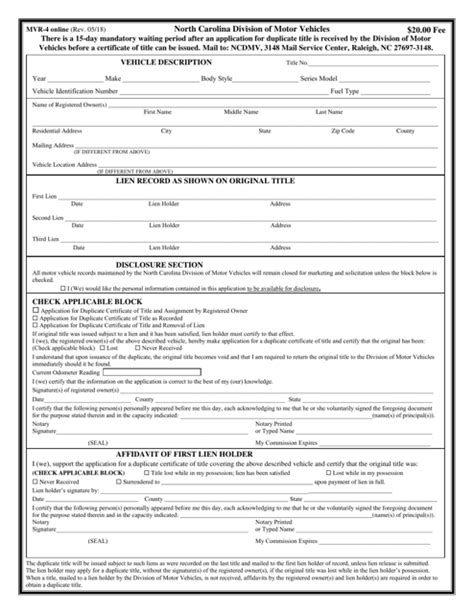 Form Mvr 4 Fill Out Sign Online And Download Fillable Pdf North Carolina Templateroller