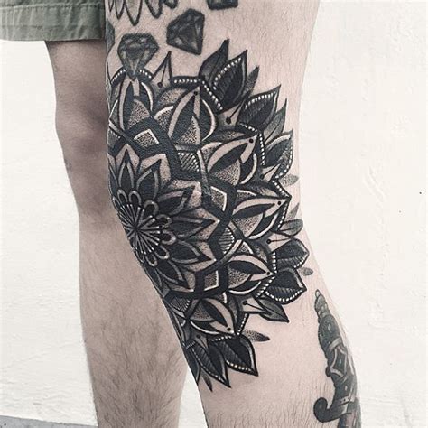 Black Floral Mandala Tattoo On The Knee Tattoogrid Net