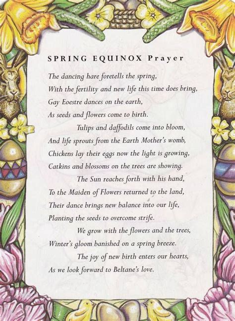 Sabbats And Esbats Spring Equinox Prayer Equinoccio De Primavera